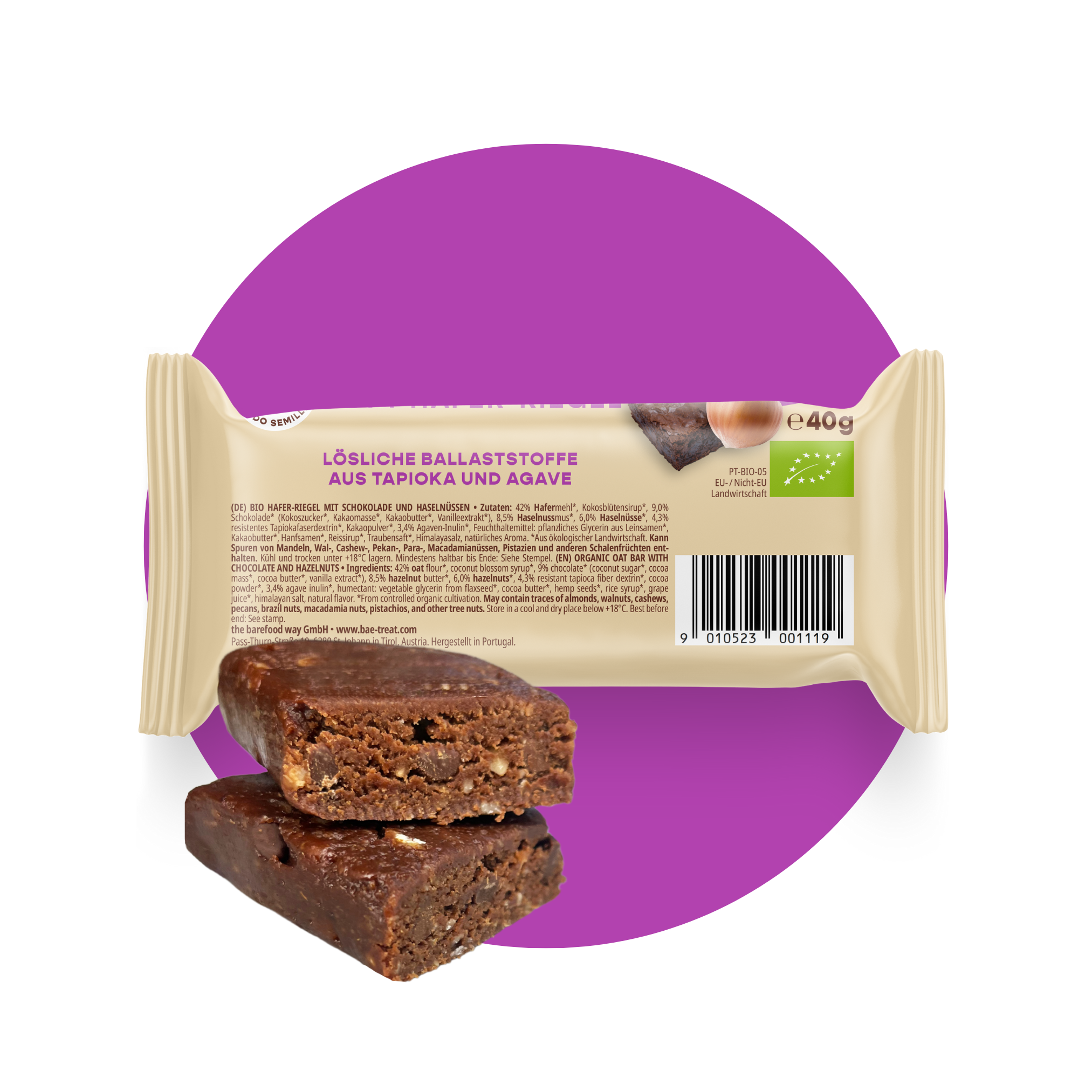 12er Box Bio-Haferriegel Brownie & Haselnuss