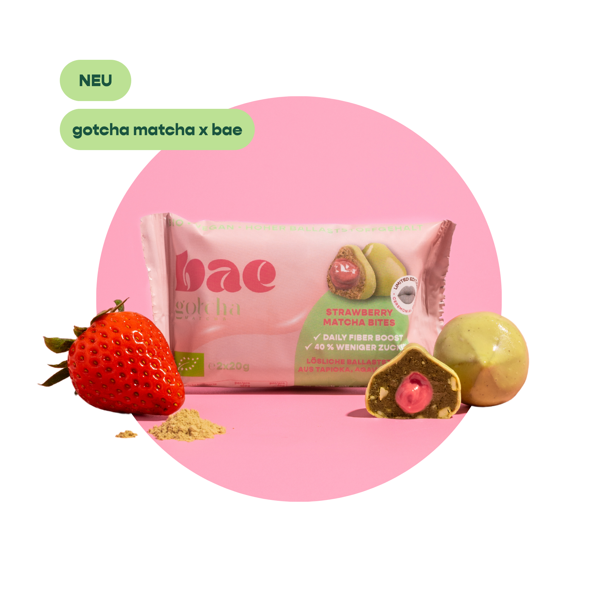 12er Box Bio-Bites Strawberry Matcha x Gotcha Matcha