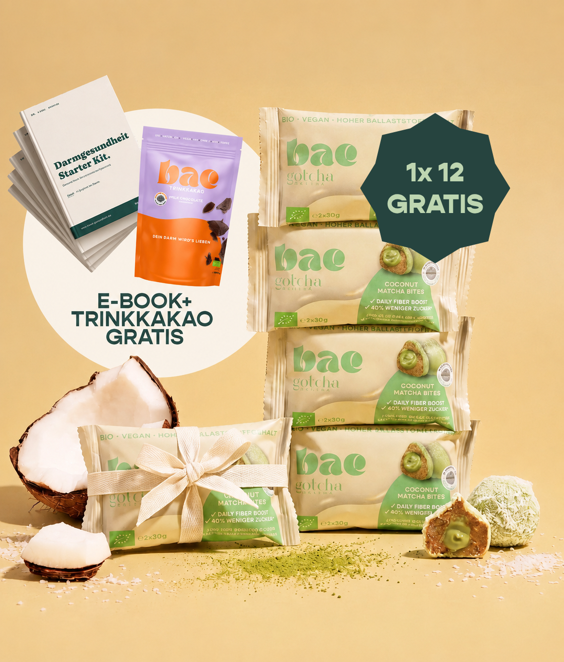 XXL Coconut Matcha Vorratspaket (4+1 Gratis inkl. Trinkkakao & E-Book)