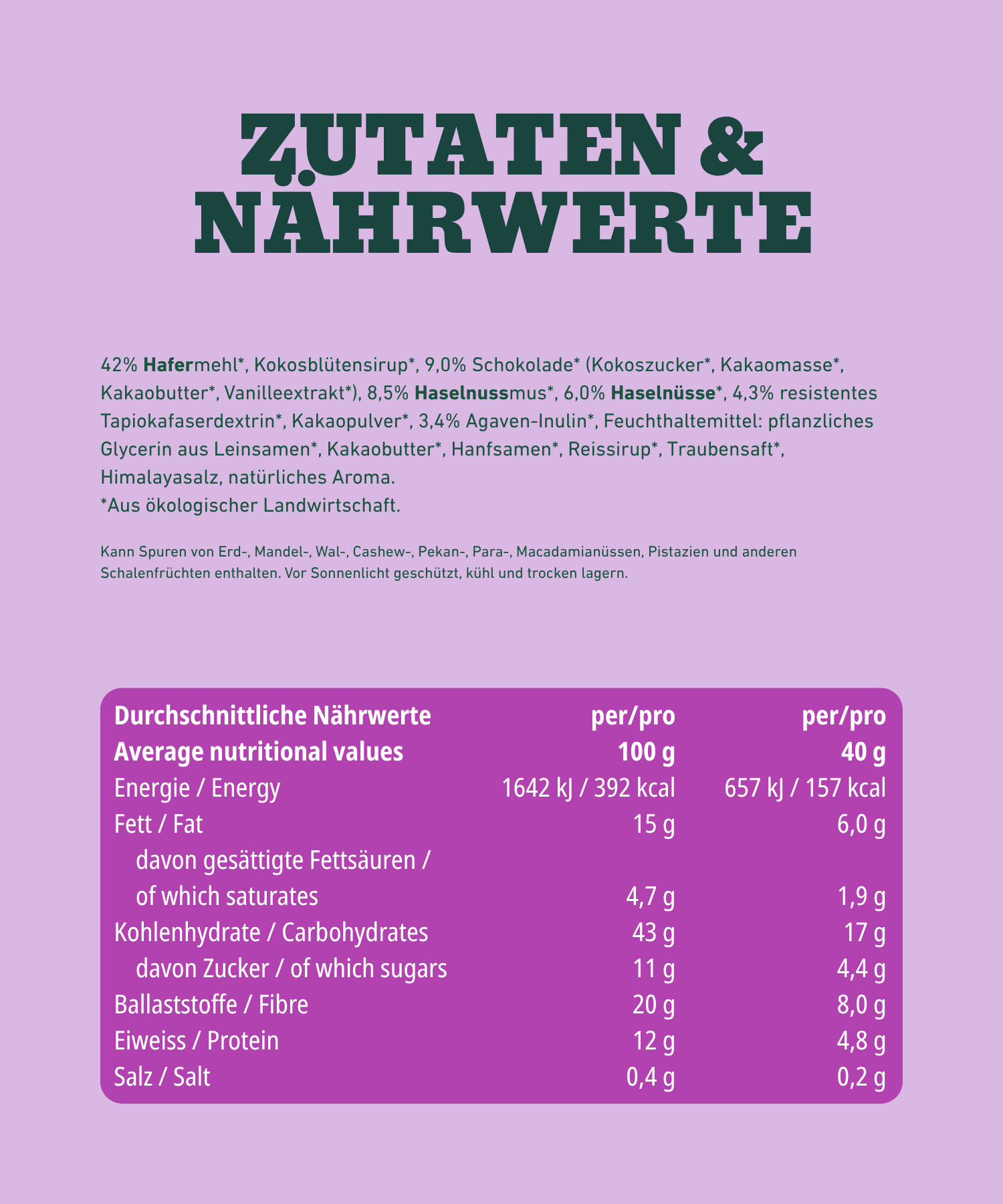 12er Box Bio-Haferriegel Brownie & Haselnuss