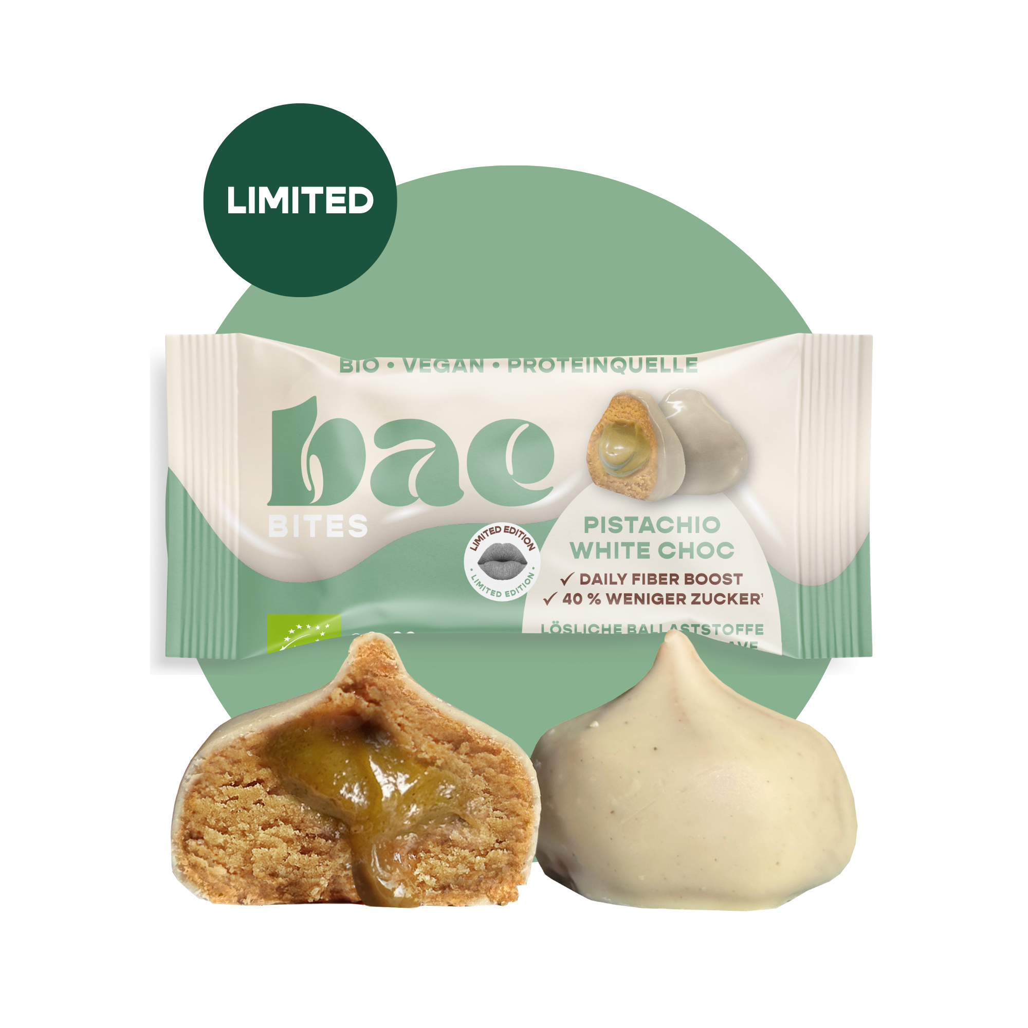 12er Box Bio-Bites Pistachio White Choc